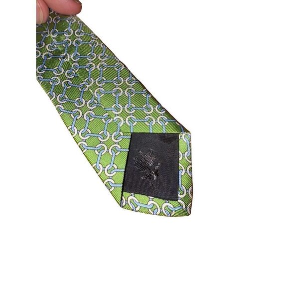 Brooks Brothers Lime Green Horse bit Print Handmade 100% Silk Neck Tie - Picture 5 of 5